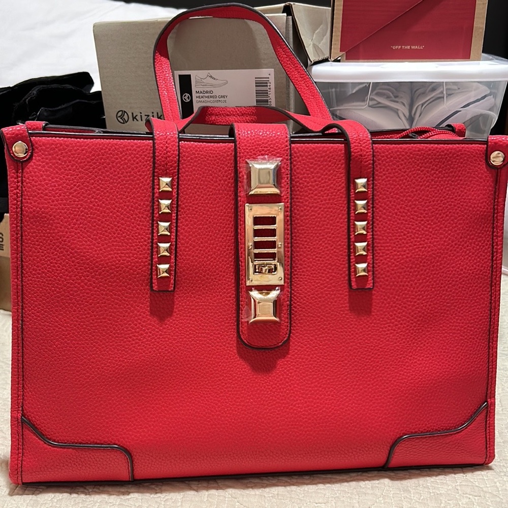 Carlos Santana Red Studded Tote